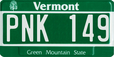 VT license plate PNK149