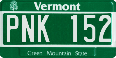 VT license plate PNK152