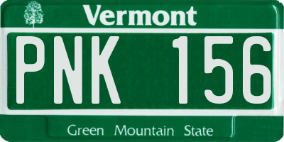 VT license plate PNK156