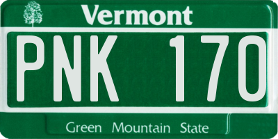 VT license plate PNK170