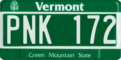 VT license plate PNK172