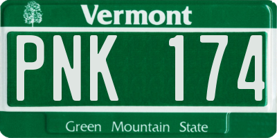 VT license plate PNK174