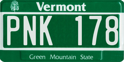 VT license plate PNK178