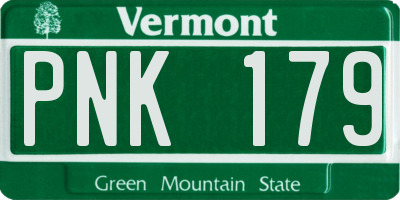 VT license plate PNK179