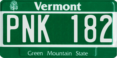 VT license plate PNK182