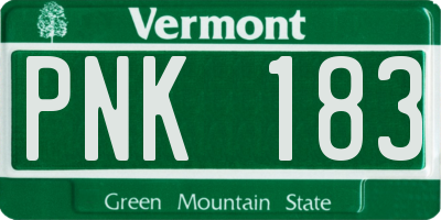VT license plate PNK183
