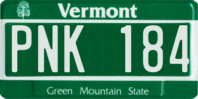 VT license plate PNK184