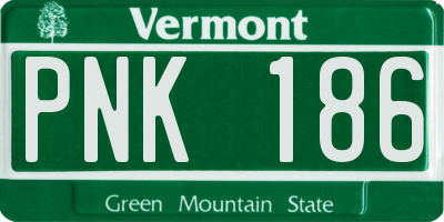 VT license plate PNK186