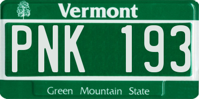 VT license plate PNK193