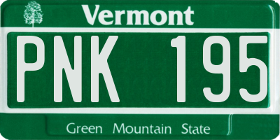 VT license plate PNK195