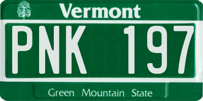 VT license plate PNK197