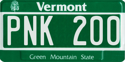 VT license plate PNK200