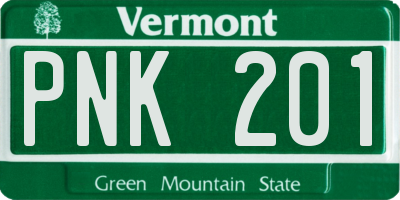 VT license plate PNK201