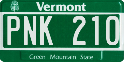VT license plate PNK210