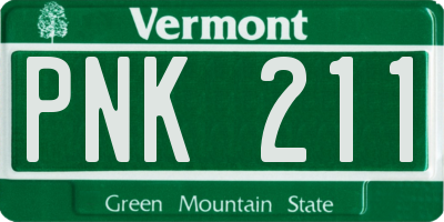 VT license plate PNK211