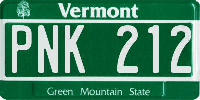 VT license plate PNK212