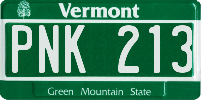 VT license plate PNK213