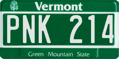 VT license plate PNK214