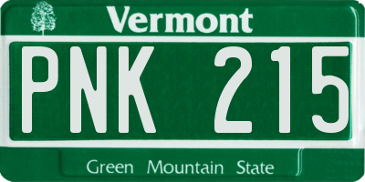 VT license plate PNK215