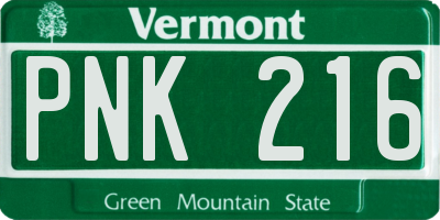 VT license plate PNK216