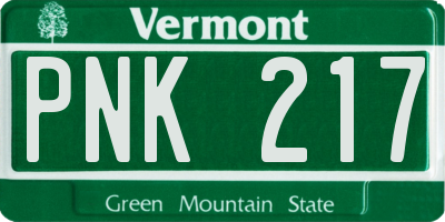 VT license plate PNK217