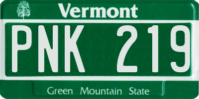 VT license plate PNK219