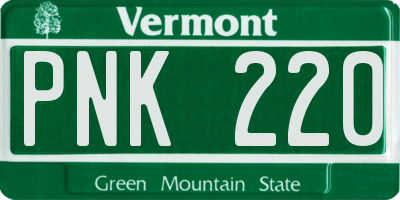VT license plate PNK220