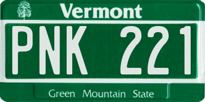 VT license plate PNK221