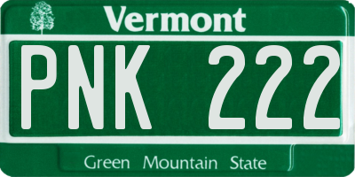 VT license plate PNK222