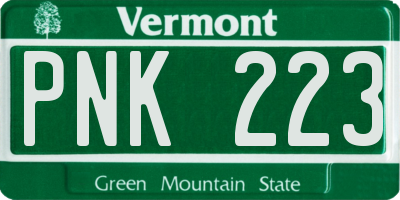 VT license plate PNK223