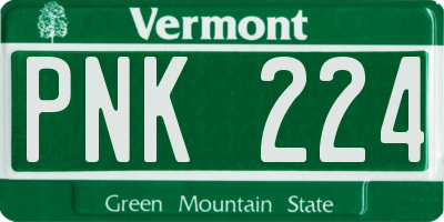 VT license plate PNK224