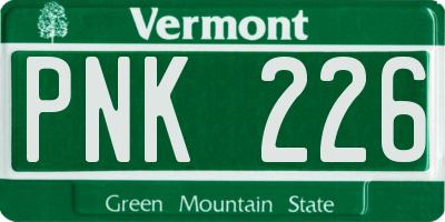 VT license plate PNK226