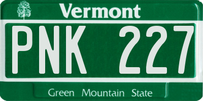 VT license plate PNK227