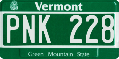 VT license plate PNK228