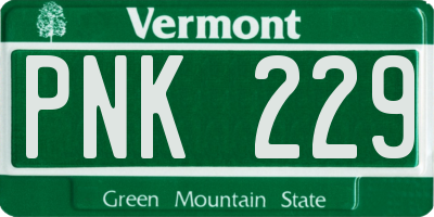 VT license plate PNK229