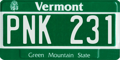 VT license plate PNK231