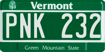 VT license plate PNK232