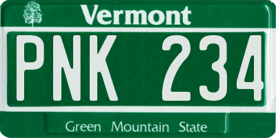 VT license plate PNK234