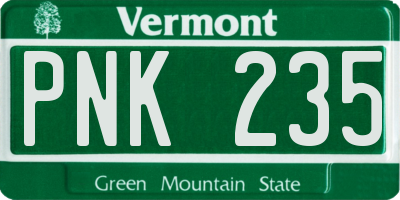 VT license plate PNK235