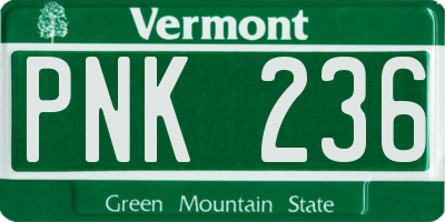 VT license plate PNK236