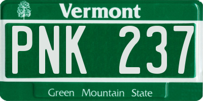 VT license plate PNK237