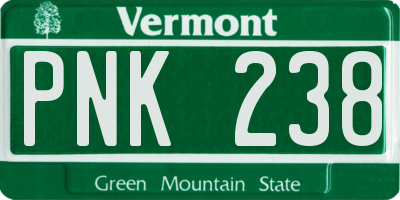 VT license plate PNK238