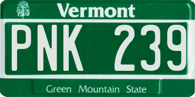 VT license plate PNK239
