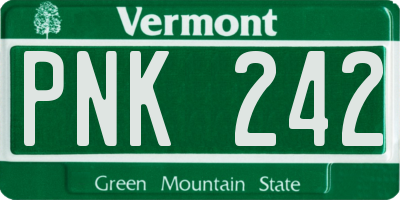 VT license plate PNK242