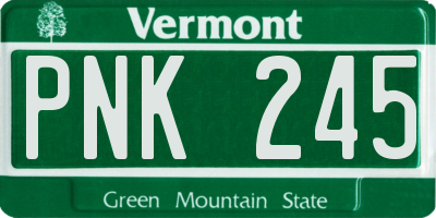 VT license plate PNK245