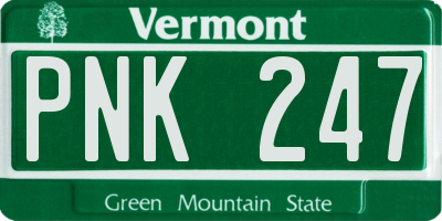 VT license plate PNK247