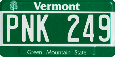 VT license plate PNK249