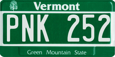 VT license plate PNK252