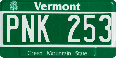 VT license plate PNK253