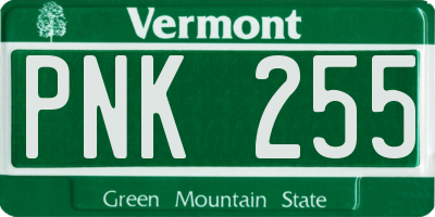 VT license plate PNK255